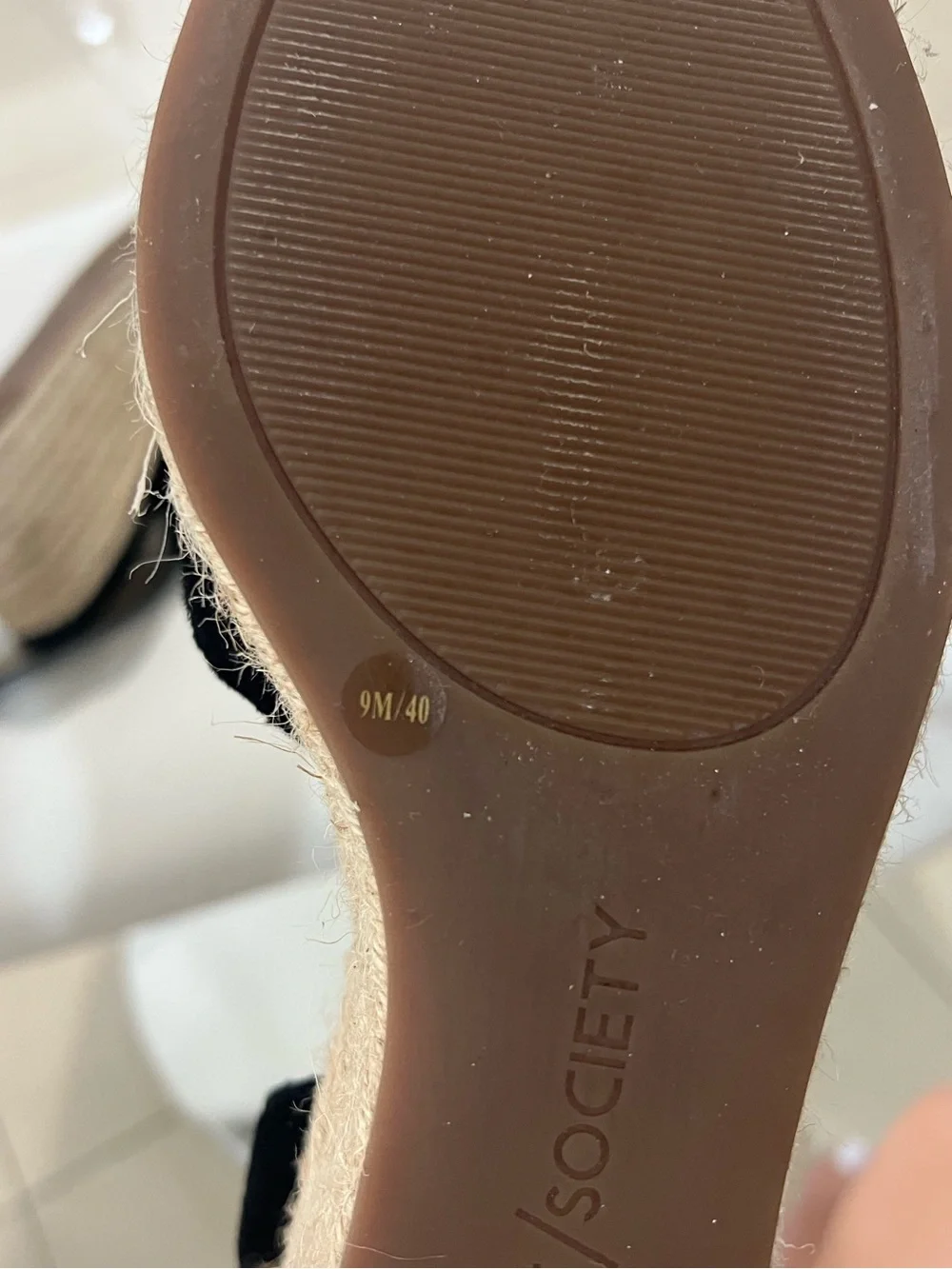 Sole Society CHANNING ESPADRILLE WEDGE SANDAL in black with Ankle Strap size 9